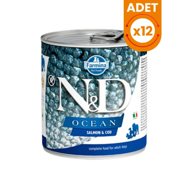 N&D Ocean Somonlu ve Morina Balıklı Konserve Yaş Köpek Maması - 12 Adet 285 Gr