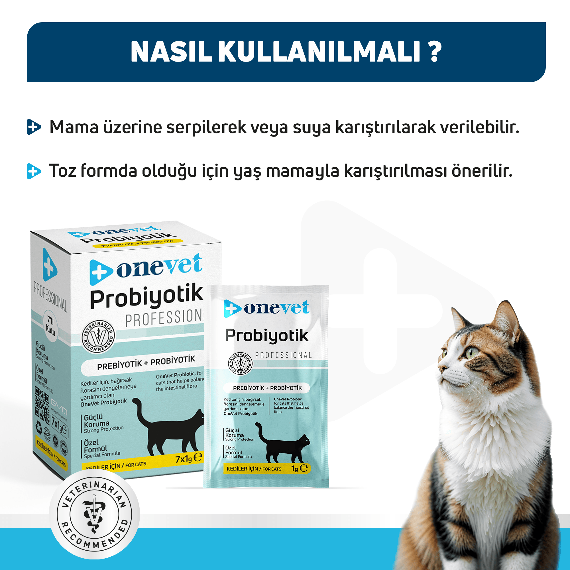 OneVet Probiyotik Kediler için Sindirim ve Bağışıklık Güçlendirici Saşe