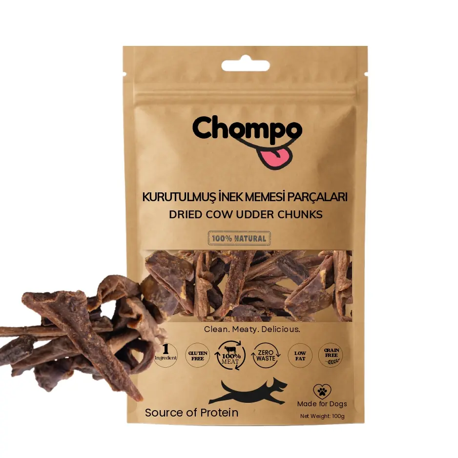 Chompo Kurutulmuş İnek Memesi Parçaları Köpek Ödül Maması