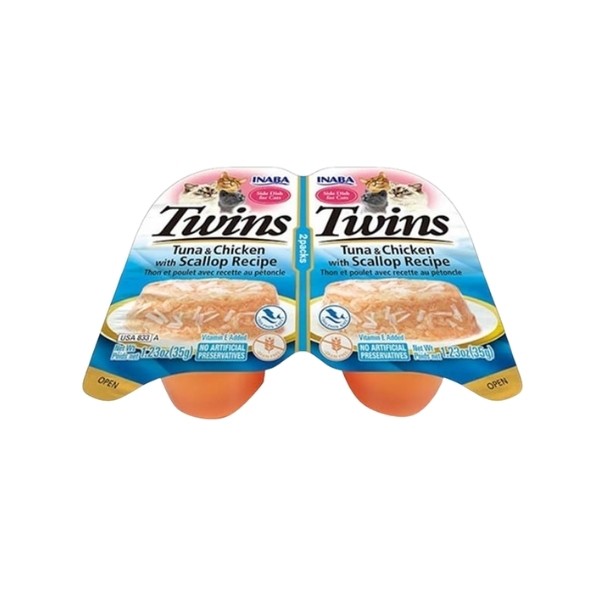 Inaba Twins Jöle İçinde Ton Balıklı Deniz Taraklı ve Tavuklu Yetişkin Konserve Kedi Maması