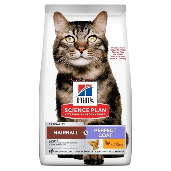 Hills Hairball Perfect Coat Tüy Yumağı Önleyici Tavuklu Yetişkin Kedi Maması - 1.5 Kg