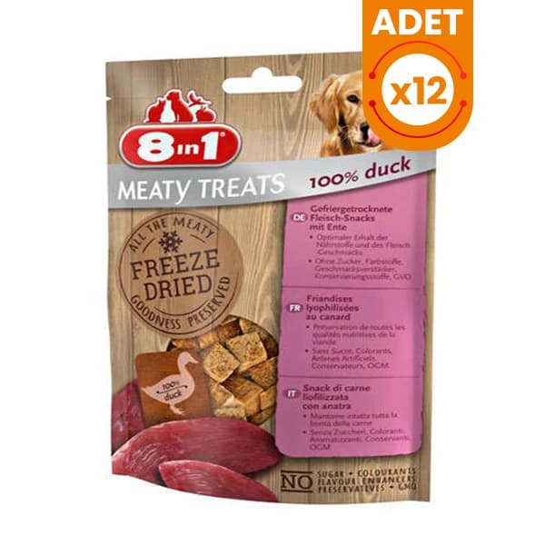 8 in 1 Freeze Dried Tahılsız Kurutulmuş Ördekli Köpek Ödül Maması