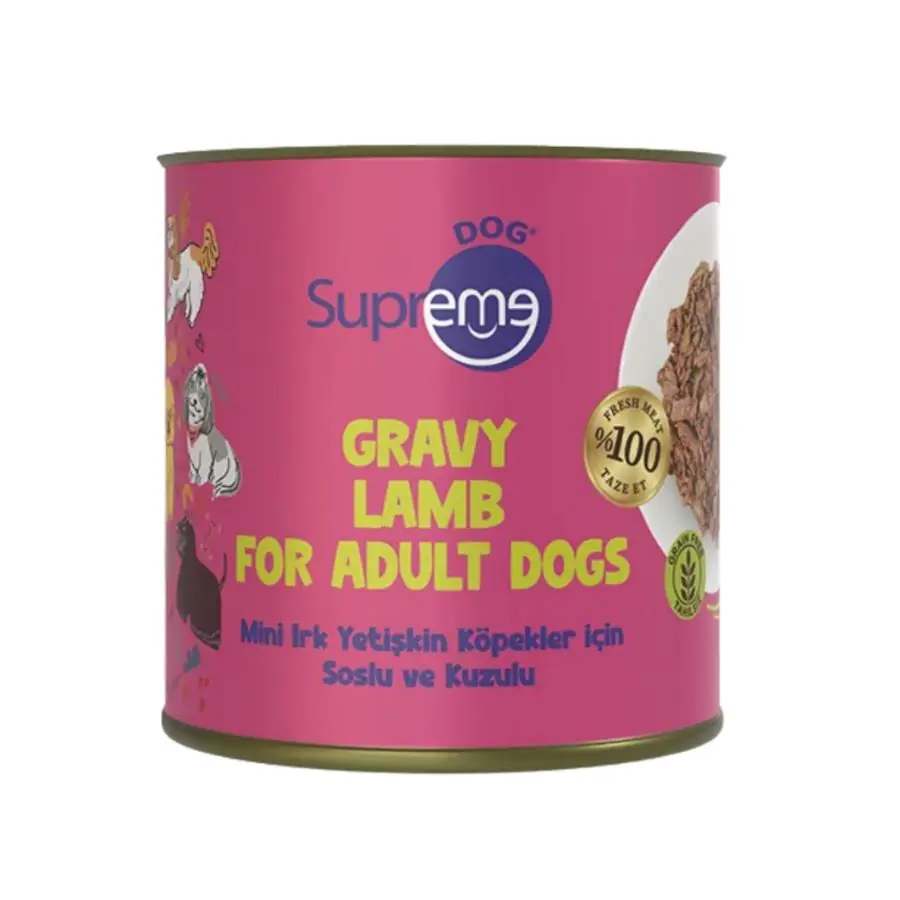 Supreme Dog Sos İçinde Kuzulu Mini Irk Yetişkin Köpek Konservesi