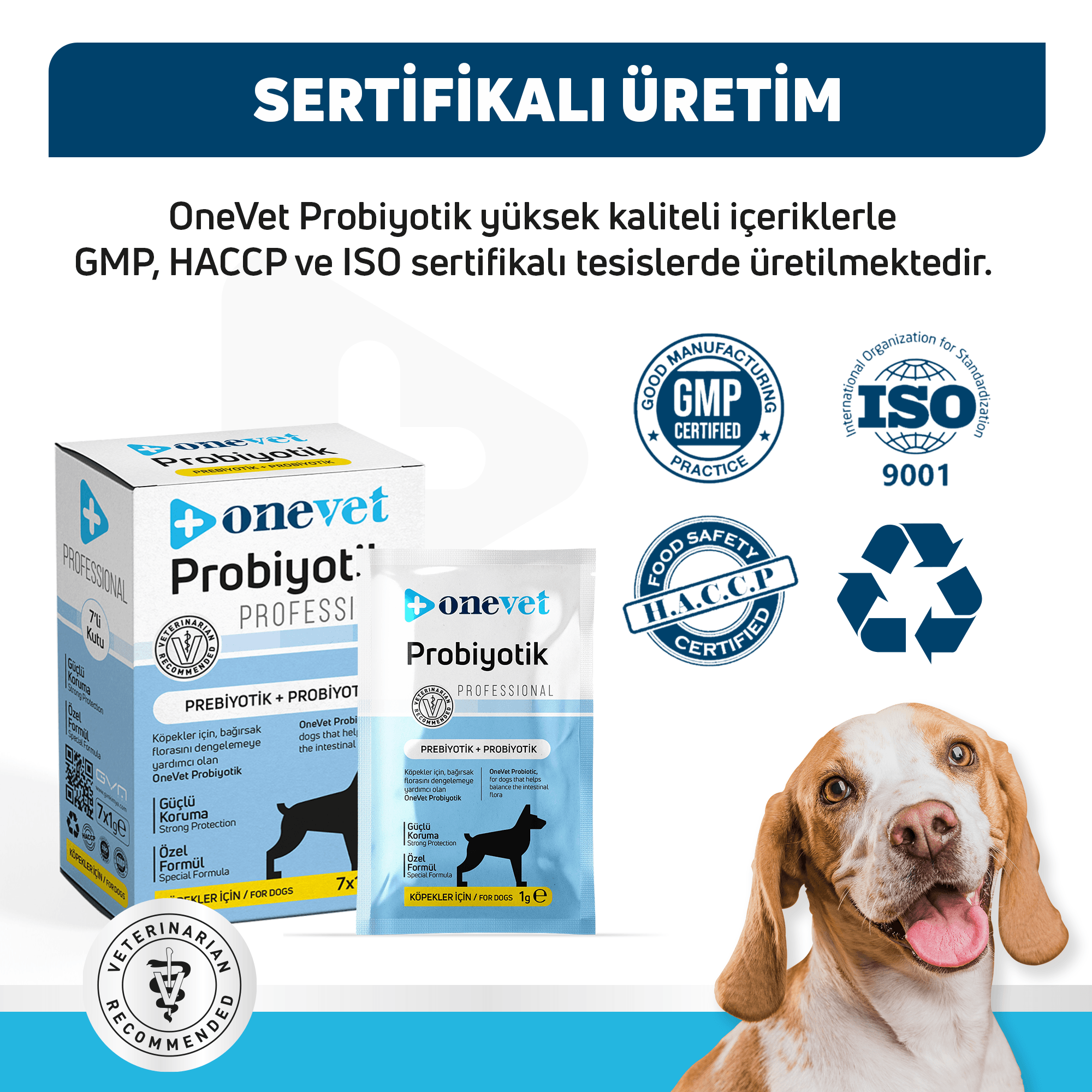OneVet Probiyotik Köpekler için Sindirim ve Bağışıklık Güçlendirici Saşe
