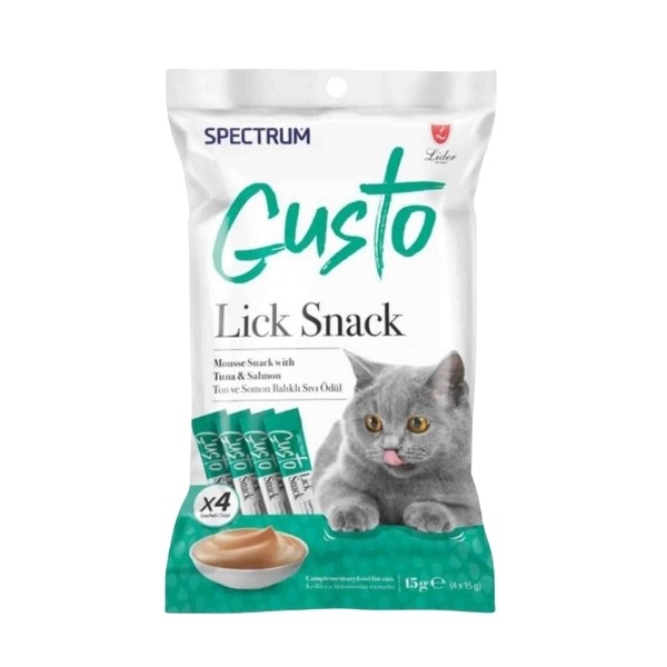 Spectrum Gusto Lick Snack Ton ve Somon Balıklı Sıvı Kedi Ödül Maması