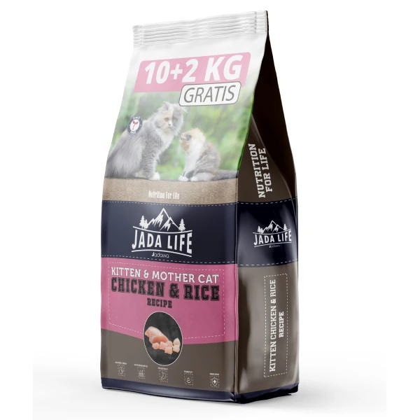 Jadawa Jada Life Premium Kitten & Mother Tavuklu Yavru ve Anne Kedi Maması - 10+2 Kg Hediyeli