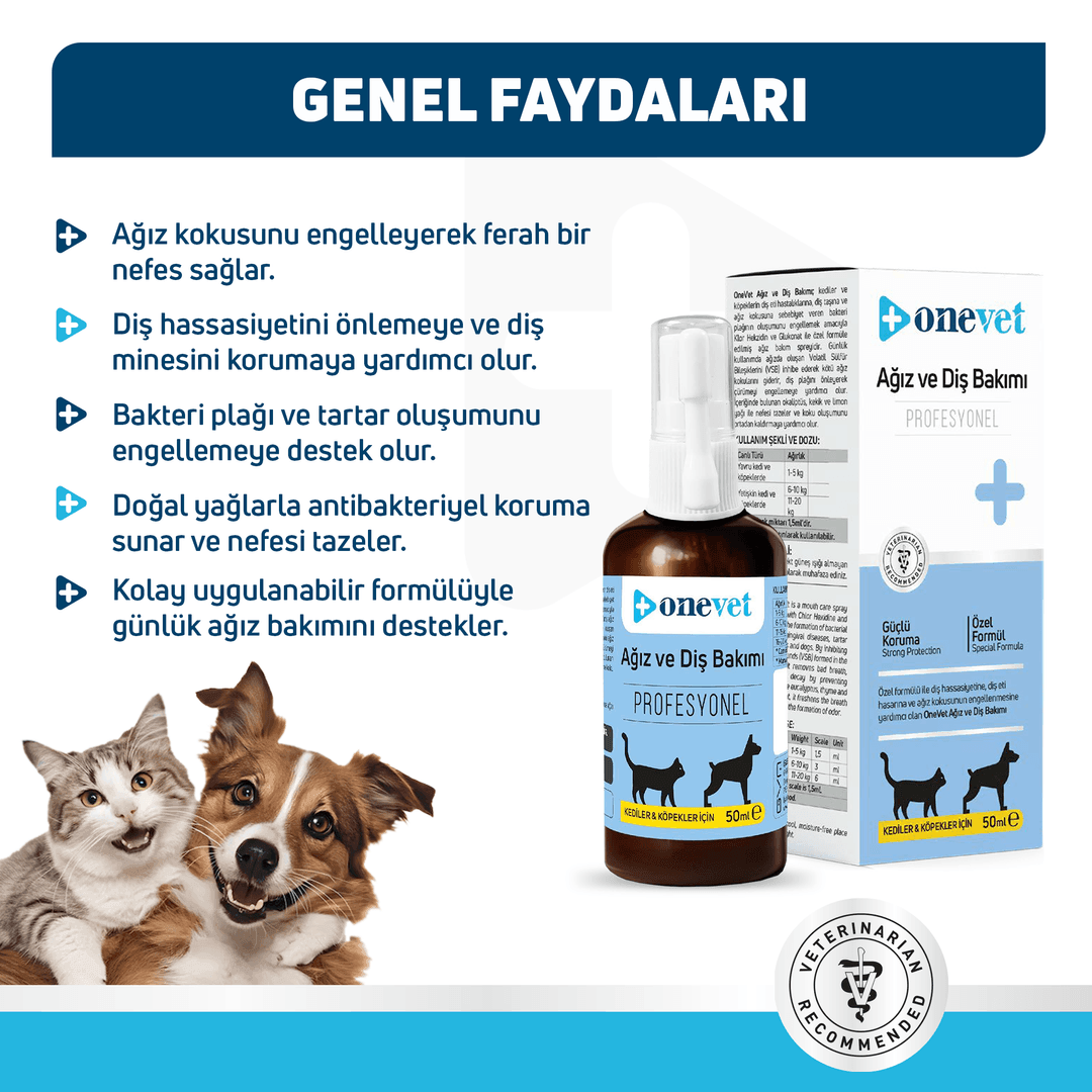 OneVet Kedi ve Köpekler İçin Ağız ve Diş Bakımı Destekleyici Sprey