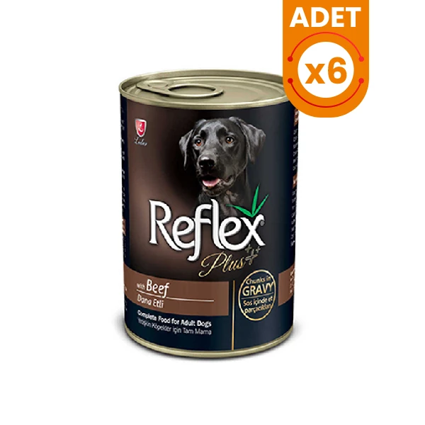 Reflex Plus Beef Dana Etli Konserve Yetişkin Köpek Maması - 6 Adet 400 Gr