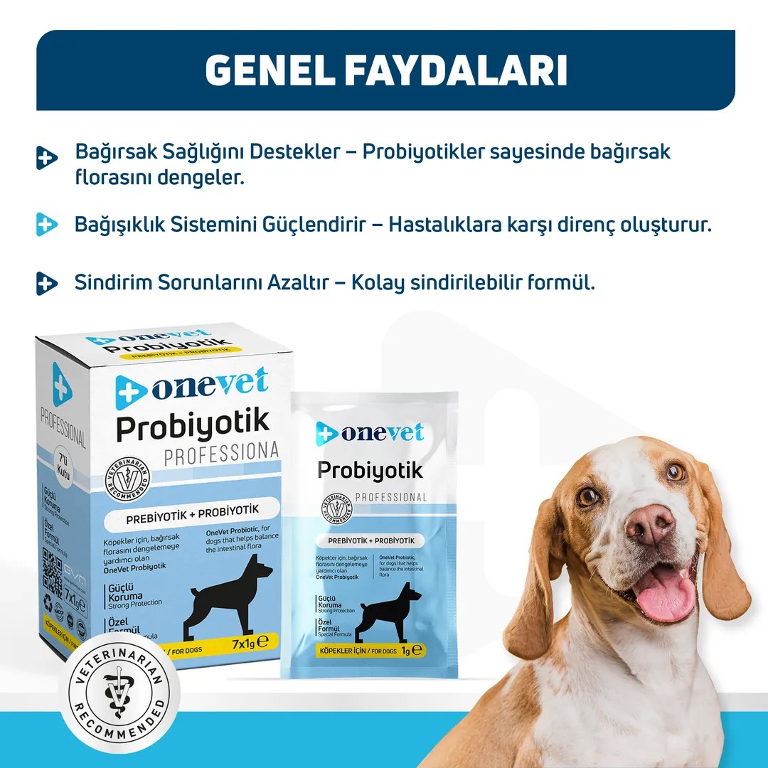 OneVet Probiyotik Köpekler için Sindirim ve Bağışıklık Güçlendirici Saşe
