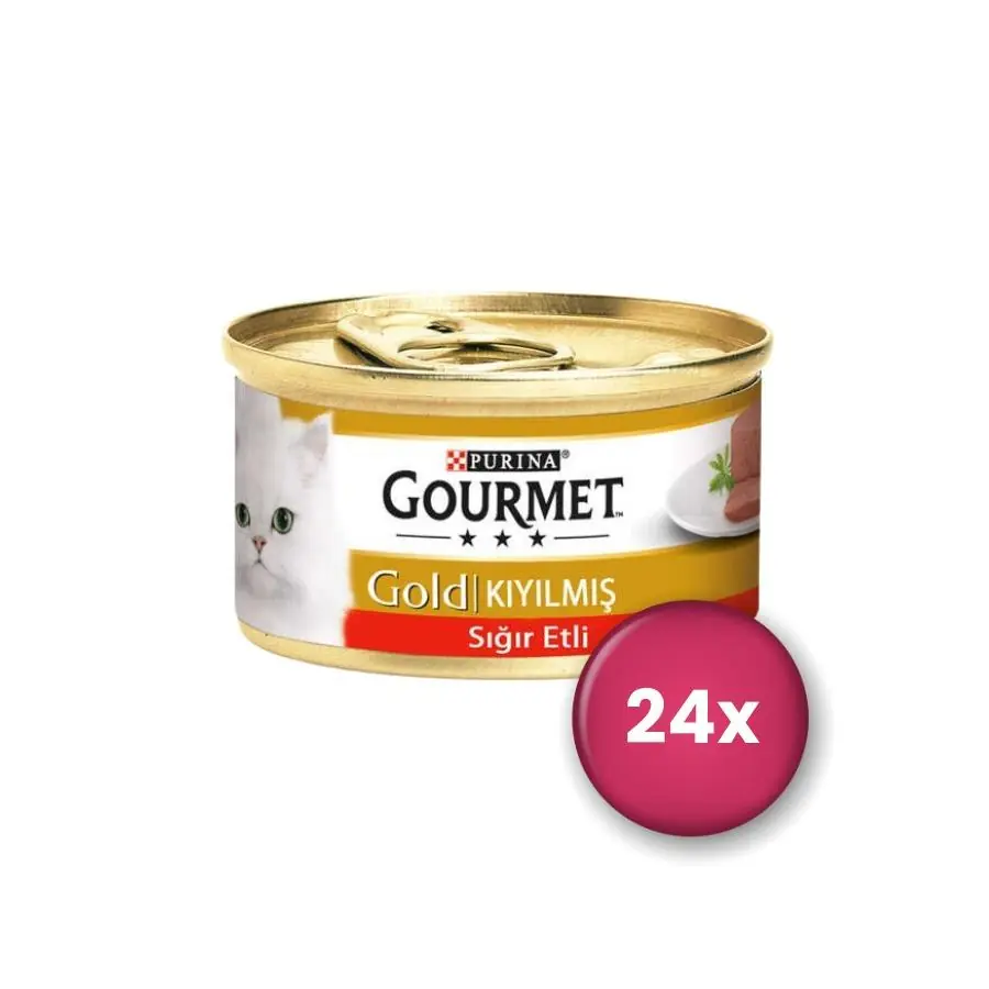 Gourmet Gold Kıyılmış Sığır Etli Yetişkin Kedi Konservesi 24 X