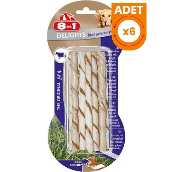 8in1 Delights Twisted Biftekli Burgu Köpek Kemik Ödülü