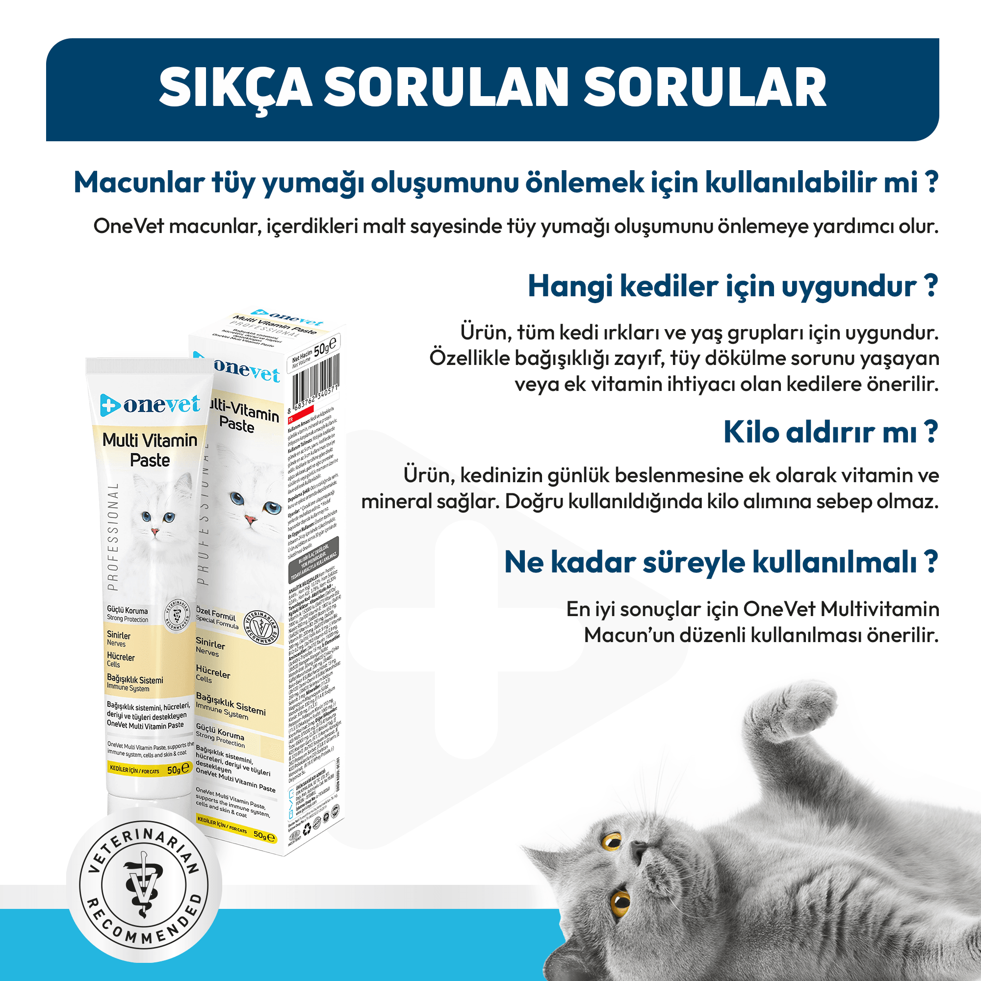 OneVet Multi Vitamin Paste Bağışıklık Destekleyici Kedi Maltı