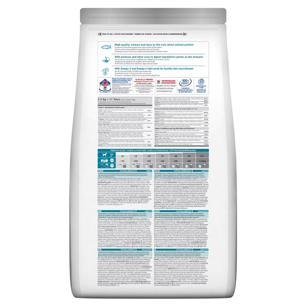 Hills Science Plan Hypoallergenic Somonlu Orta Irk Yetişkin Tahılsız Köpek Maması