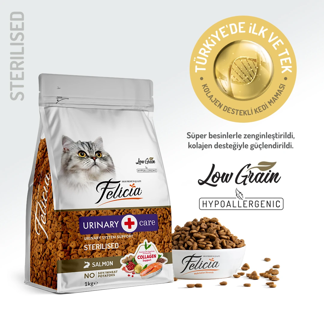 Felicia Düşük Tahıllı Hipoalerjenik Somonlu Kısırlaştırılmış Kedi Maması - 1 Kg