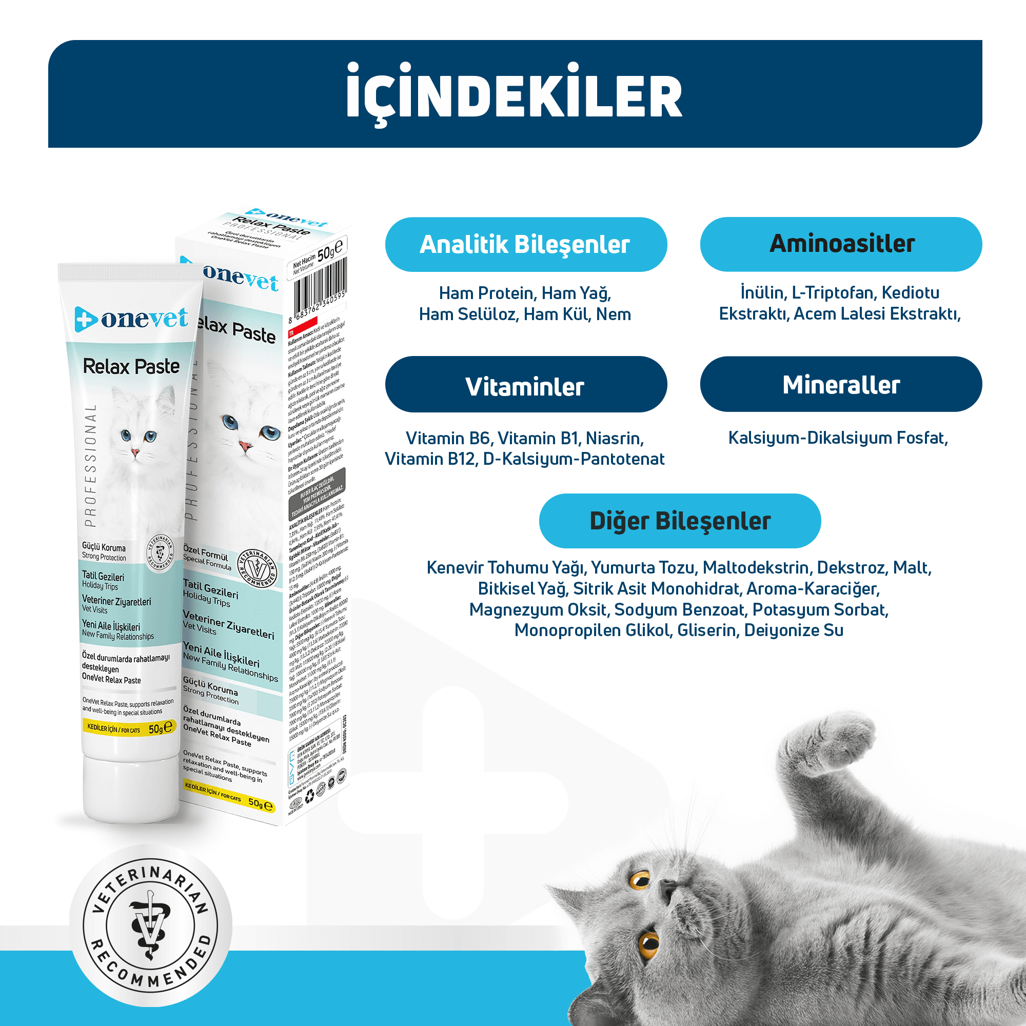 OneVet Relax Paste Stres Ve Anksiyete Azaltıcı Kedi Maltı