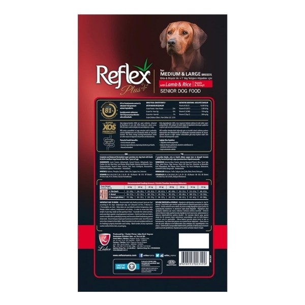 Reflex Plus Kuzulu Orta ve Büyük Irk Yaşlı Köpek Maması