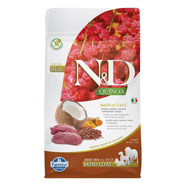 N&D Quinoa Skin Coat Geyikli Mini Yetişkin Köpek Maması - 800 Gr