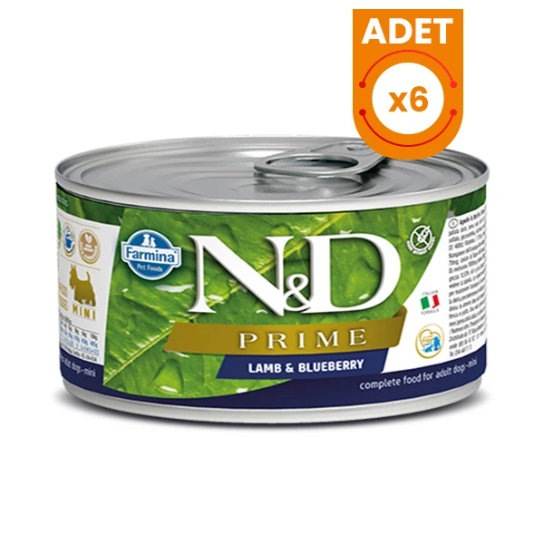N&D Prime Kuzu Etli ve Yaban Mersinli Konserve Köpek Maması - 6 Adet 140 Gr