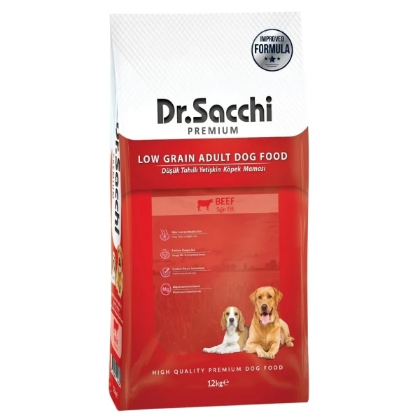 Dr.Sacchi Premium Sığır Etli Düşük Tahıllı Yetişkin Köpek Maması - 12 Kg