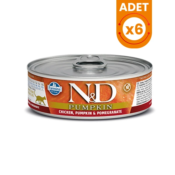 N&D Pumpkin Balkabaklı Tavuk ve Narlı Konserve Kedi Maması - 6 Adet 70 Gr