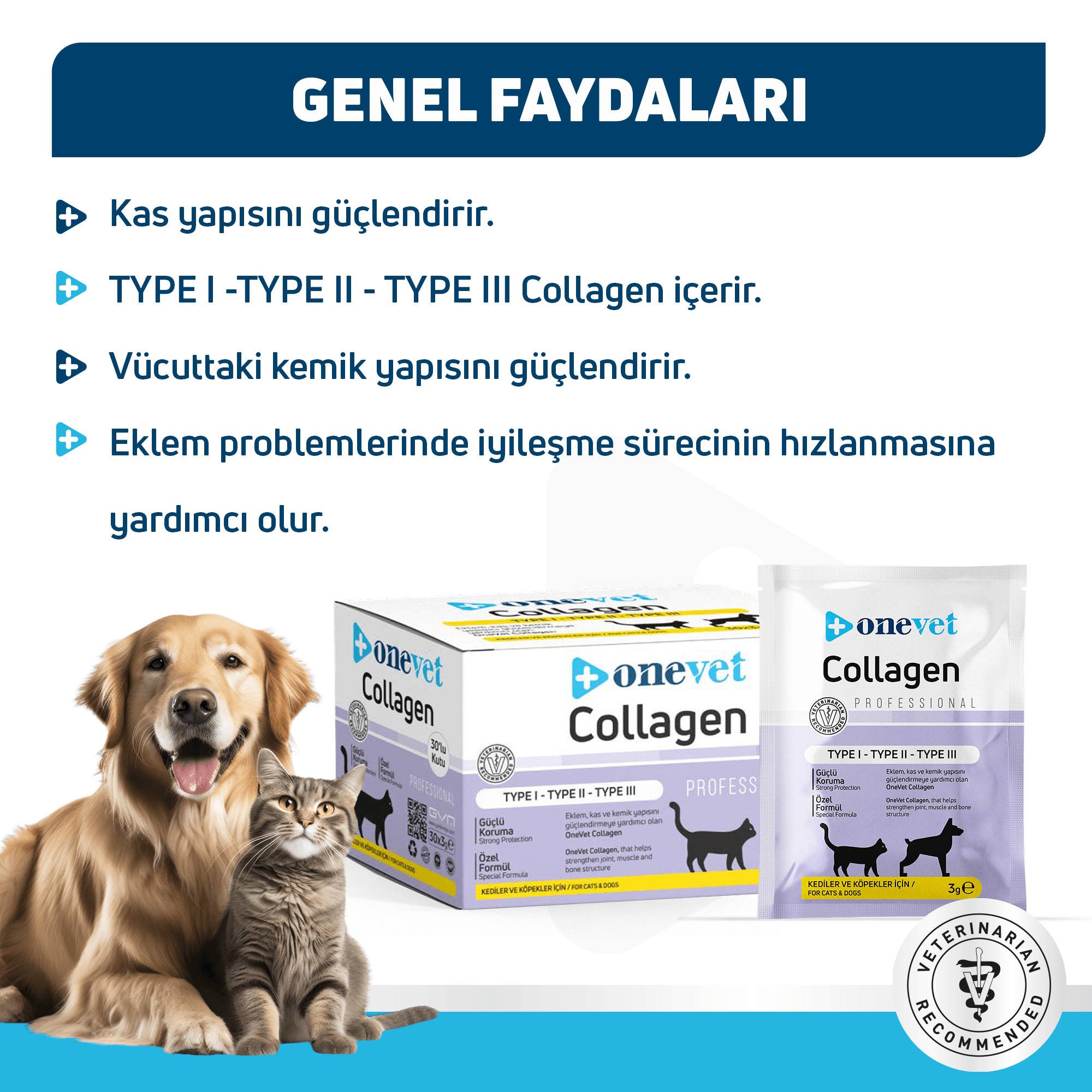 OneVet Collagen Kedi ve Köpekler için Eklem ve Kas Destekleyici Saşe