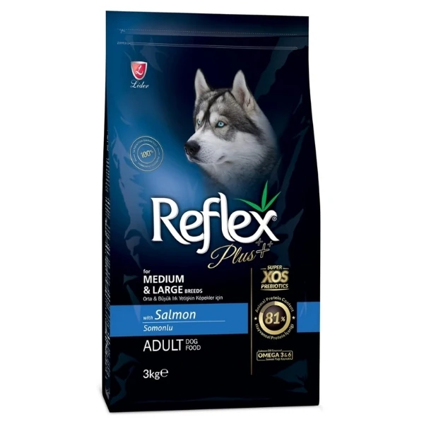 Reflex Plus Somonlu Orta ve Büyük Irk Yetişkin Köpek Maması - 3 Kg