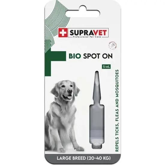 Supravet Büyük Irk Köpek Deri ve Tüy Bakım Yağı; Bit, Pire, Kene Dış Parazit Ense Damlası 20-40 kg 40kg