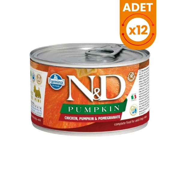 N&D Pumpkin Tavuklu ve Narlı Mini Irk Konserve Yaş Köpek Maması - 12 Adet 140 Gr