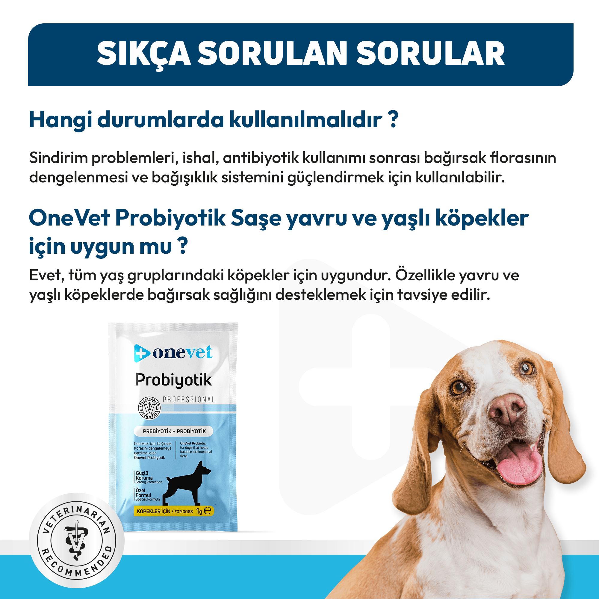 OneVet Probiyotik Köpekler için Sindirim ve Bağışıklık Güçlendirici Saşe