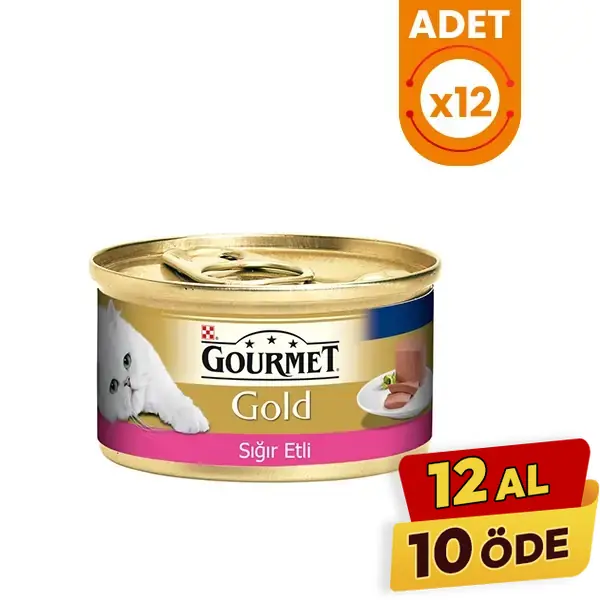 Gourmet Gold Kıyılmış Sığır Etli Yetişkin Konserve Kedi Maması
