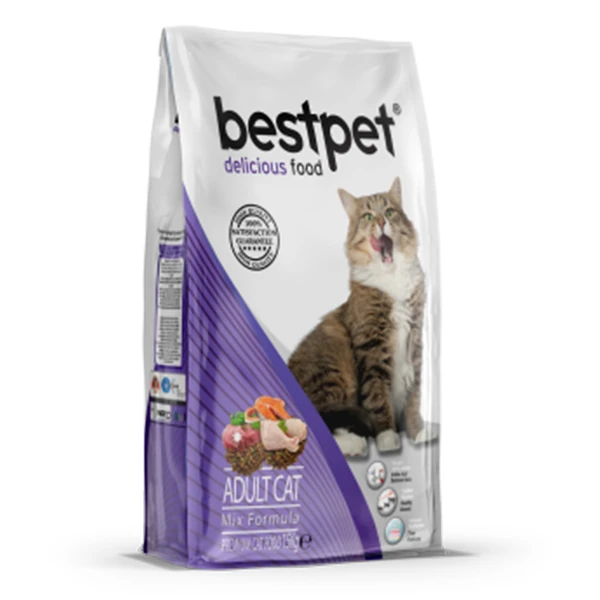 Bestpet Mix Tavuklu Kuzulu ve Balıklı Yetişkin Kedi Maması - 15 Kg