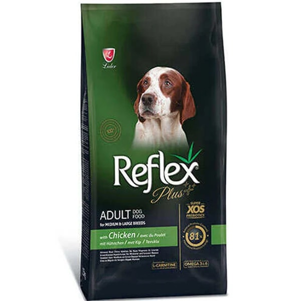 Reflex Plus Adult Orta ve Büyük Irk Tavuklu Yetişkin Köpek Maması - 15 Kg