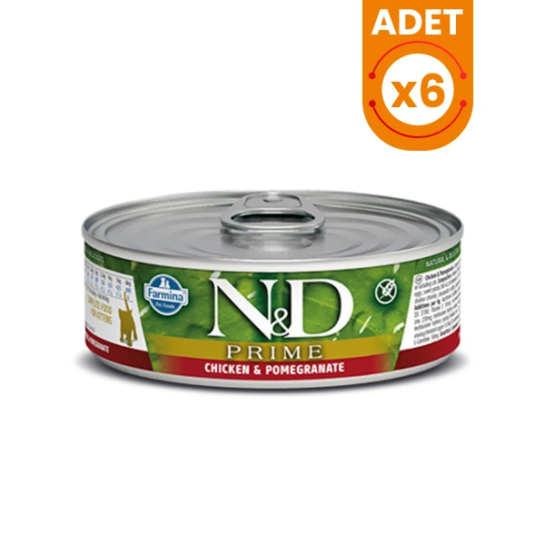 N&D Prime Tavuk ve Narlı Konserve Kedi Maması - 6 Adet 70 Gr