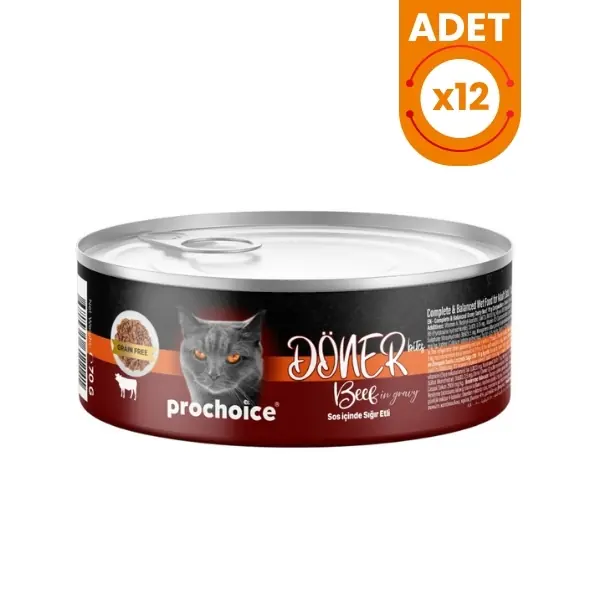 Prochoice Döner Bites Sos İçinde Sığır Etli Yetişkin Konserve Kedi Maması