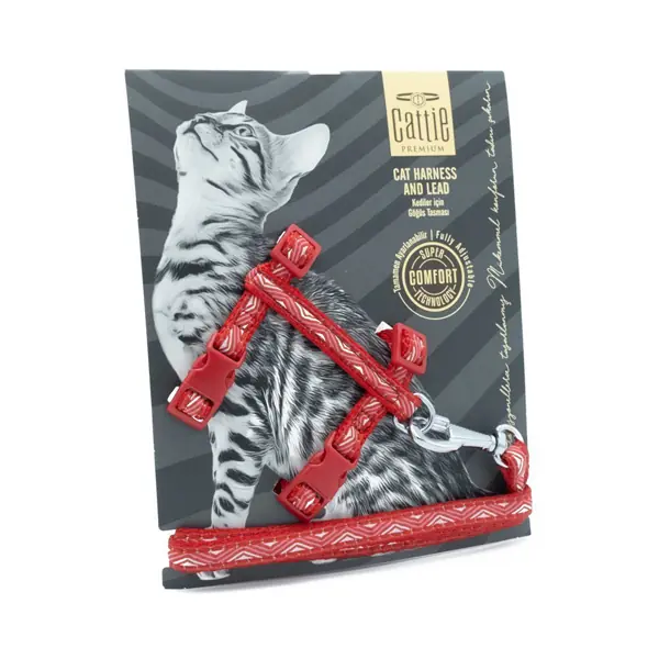 Cattie Desenli Kedi Göğüs ve Gezdirme Tasma Aparatı
