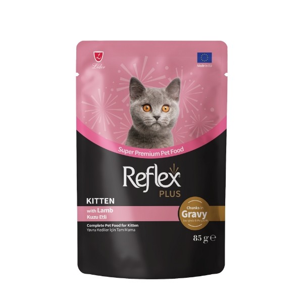 Reflex Plus Sos İçinde Kuzu Etli Pouch Yavru Konserve Kedi Maması