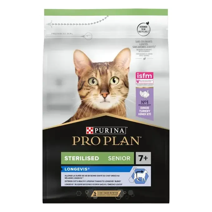 Pro Plan Sterilised 7+ Hindili Yaşlı Kısırlaştırılmış Kedi Maması - 3 Kg