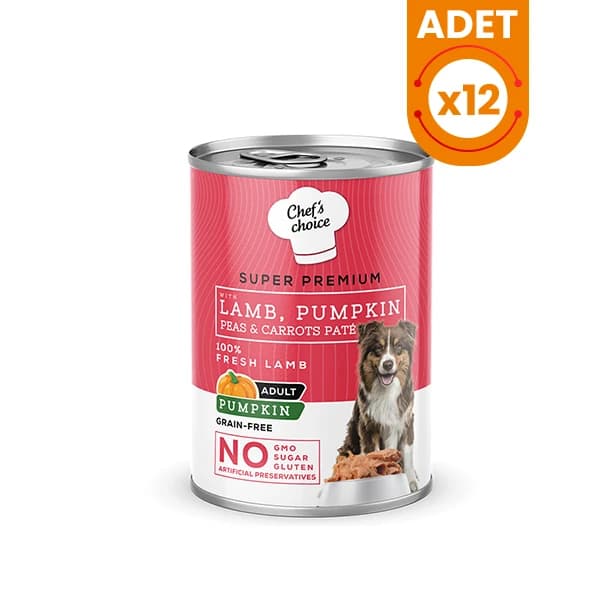 Chefs Choice Kıyılmış Kuzu Etli ve Balkabaklı Yetişkin Köpek Konservesi