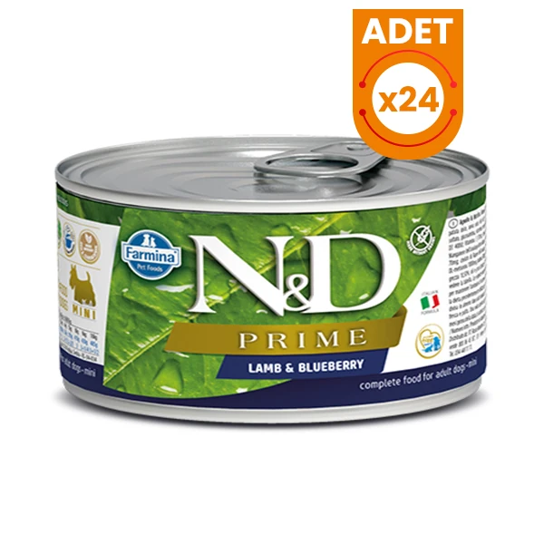 N&D Prime Kuzu Etli ve Yaban Mersinli Konserve Köpek Maması - 24 Adet 140 Gr