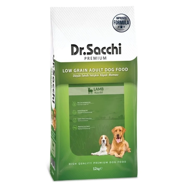 Dr.Sacchi Premium Kuzu Etli Düşük Tahıllı Yetişkin Köpek Maması - 12 Kg