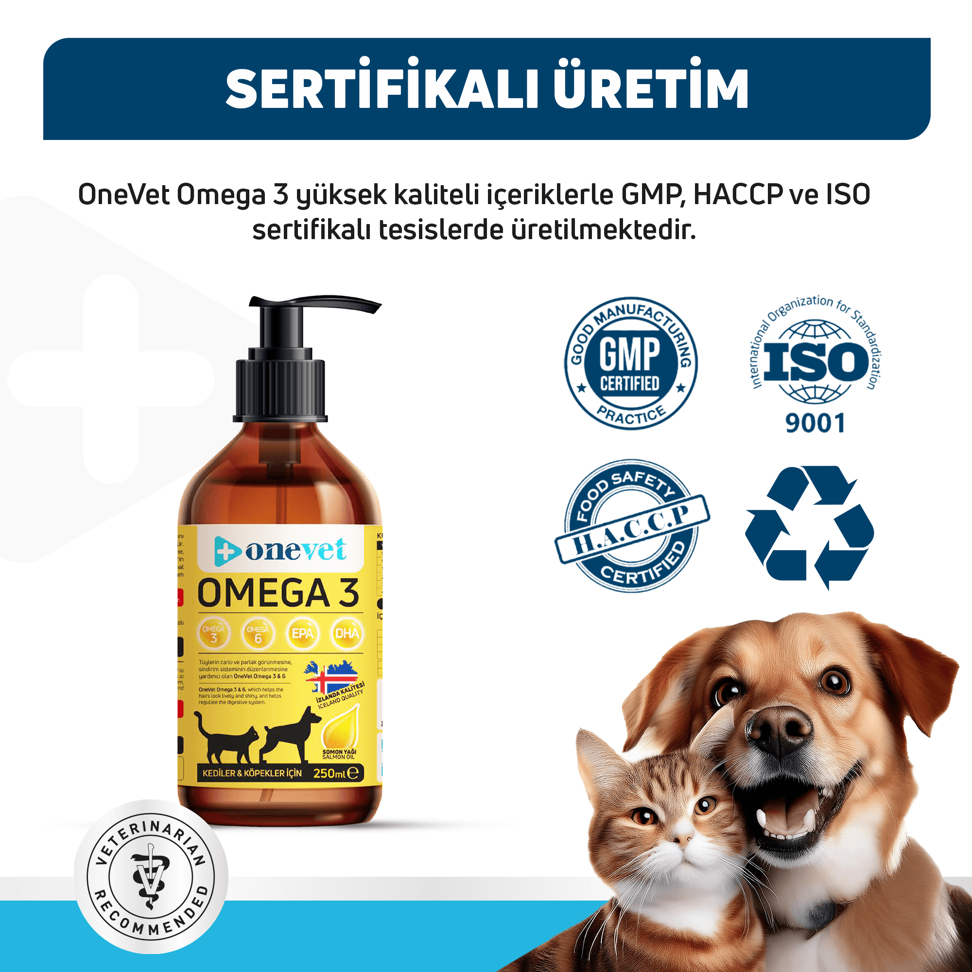 OneVet Omega 3 Kedi ve Köpekler İçin Deri ve Tüy Sağlığı Destekleyici Balık Yağı