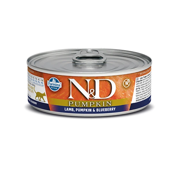 N&D Pumpkin Balkabaklı Kuzu Eti ve Yaban Mersinli Konserve Kedi Maması - 1 Adet 70 Gr