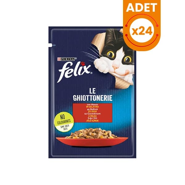 Felix Taze Sığır Etli Jöleli Pouch Yetişkin Yaş Kedi Maması