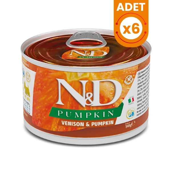 N&D Pumpkin Geyik ve Balkabaklı Mini Irk Konserve Yaş Köpek Maması - 6 Adet 140 Gr