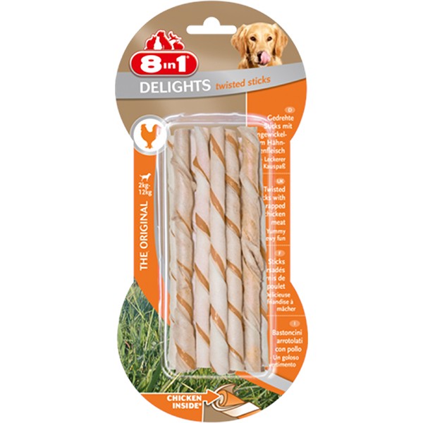 8in1 Delights Twisted Tavuklu Burgu Köpek Kemik Ödülü