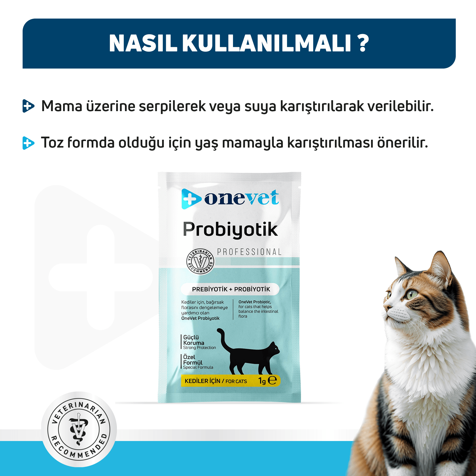 OneVet Probiyotik Kediler için Sindirim ve Bağışıklık Güçlendirici Saşe