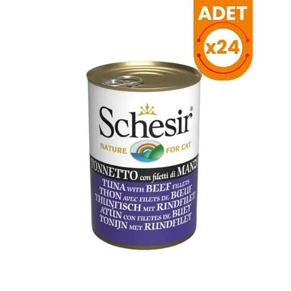 Schesir Jöle İçinde Ton Balık ve Dana Etli Yetişkin Konserve Kedi Maması