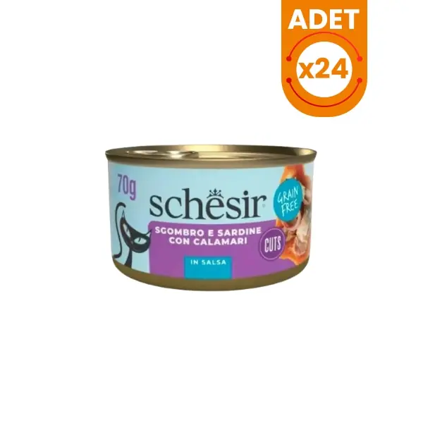Schesir Sos İçinde Sardalya ve Uskumrulu Yetişkin Konserve Kedi Maması