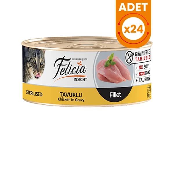 Felicia Tahılsız Tavuklu Fileto Kısırlaştırılmış Konserve Kedi Maması
