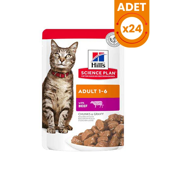 Hills Biftekli Pouch Konserve Yetişkin Kedi Maması - 85 Gr 24 Adet